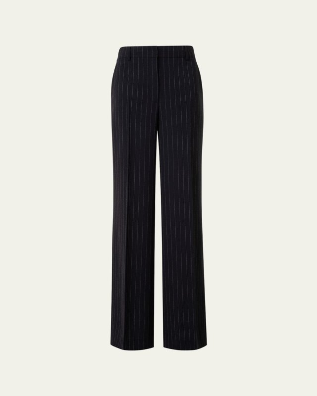 Pinstripe Straight Wool Trousers